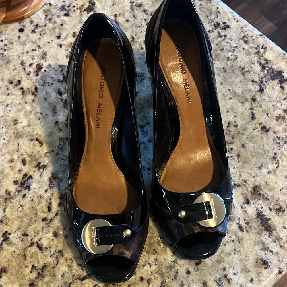 Antonio Melani Black Patent Leather Heels